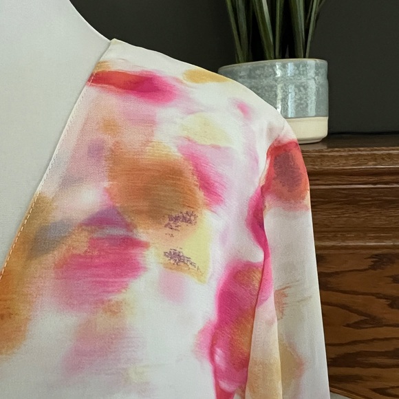 WAYF Jess Ivory Tie Dye Long Sleeve Surplice V-Neck Wrap Crop Top Size‎ XS NEW - Picture 4 of 12